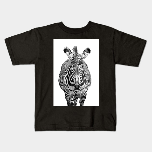 Zebra in Monochrome from the Front Kids T-Shirt by TonyNorth